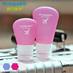 M SQUARE whole set travel makeup toiletry cosmetic silicone bottle (pink/blue/white)