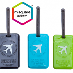 M SQUARE soft pvc travel standard rectangular luggage tag with logo