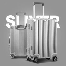 BOPAI 20" 24"Aluminum Luggage Set - 2 Piece Silver Set 833-853259